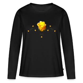 Roses Rose jaune - T-shirt manches longues Premium bio Femme - noir - Devant - Julia (174cm)