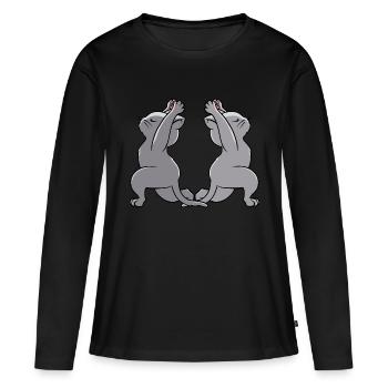 Yoga Chats Yogi Cat - T-shirt manches longues Premium bio Femme - noir - Devant - Julia (174cm)