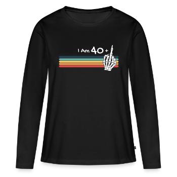 Je n'ai pas 41 ans, j'ai 40 ans et plus le majeur rétro - T-shirt manches longues Premium bio Femme - noir - Devant - Julia (174cm)