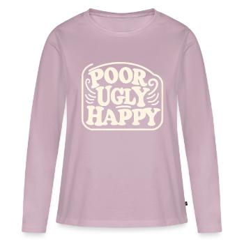 Poor Ugly Happy 6 - Frauen Premium Bio Langarmshirt - Altrosa - Vorne - Julia (174cm)