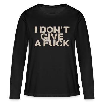 I Don't Give A Fuck Statement Shirt gabbriette - Frauen Premium Bio Langarmshirt - Schwarz - Vorne - Julia (174cm)