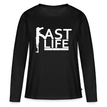 Fast Life - Frauen Premium Bio Langarmshirt - Schwarz - Vorne - Julia (174cm)