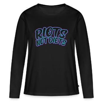 Des émeutes, pas des régimes - T-shirt manches longues Premium bio Femme - noir - Devant - Julia (174cm)