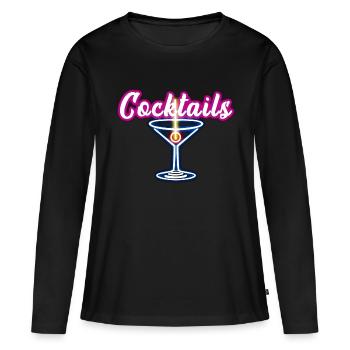 Cocktail - T-shirt manches longues Premium bio Femme - noir - Devant - Julia (174cm)