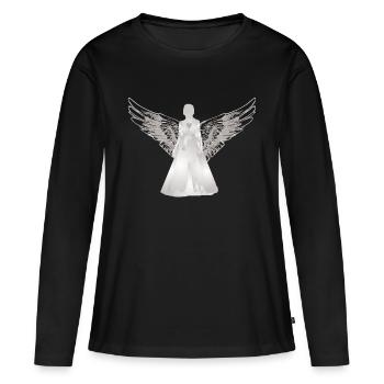 Ange Gardien Ange avec Cœur - T-shirt manches longues Premium bio Femme - noir - Devant - Julia (174cm)