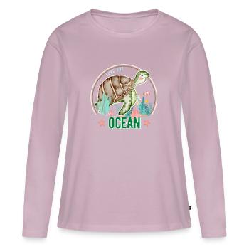 ocean turtle watercolor - Women's Premium Organic Long Sleeve Shirt - dusky pink - Front - Julia (174cm)