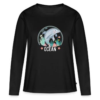 dolphin love ocean - Frauen Premium Bio Langarmshirt - Schwarz - Vorne - Julia (174cm)