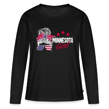 Minnesota - T-shirt manches longues Premium bio Femme - noir - Devant - Julia (174cm)