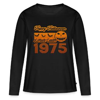 Halloween Kürbis Geburtstag Baujahr 1975 Vintage - Frauen Premium Bio Langarmshirt - Schwarz - Vorne - Julia (174cm)