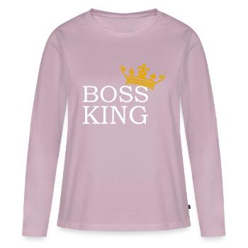 Boss King Cadeau Hommes Roi - T-shirt manches longues Premium bio Femme - rose poudré - Devant - Julia (174cm)