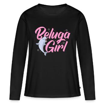 Béluga Béluga Baleine Observation des baleines Dauphin Dauphin - T-shirt manches longues Premium bio Femme - noir - Devant - Julia (174cm)