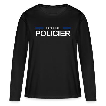 Future policier - T-shirt manches longues Premium bio Femme - noir - Devant - Julia (174cm)