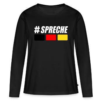 @SPRECHE Deutsch - Frauen Premium Bio Langarmshirt - Schwarz - Vorne - Julia (174cm)