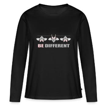 BE DIFFERENT - FLEDERMÄUSE - FLEDERMAUS - WÄSCHE - Frauen Premium Bio Langarmshirt - Schwarz - Vorne - Julia (174cm)