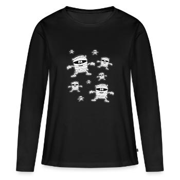 MUMIEN - HALLOWEEN - MUMIE - KIND - KINDER - BABY - Frauen Premium Bio Langarmshirt - Schwarz - Vorne - Julia (174cm)