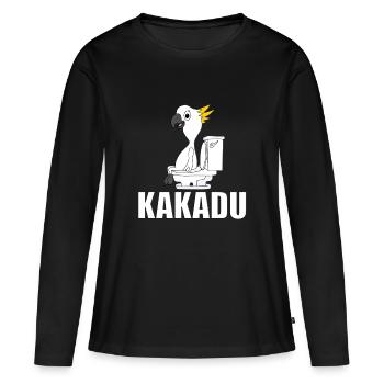 KAKADU - VOGEL - WC - TOILETTE - TIER - TIERISCH - Frauen Premium Bio Langarmshirt - Schwarz - Vorne - Julia (174cm)