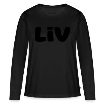 Name - Liv - Frauen Premium Bio Langarmshirt - Schwarz - Vorne - Julia (174cm)