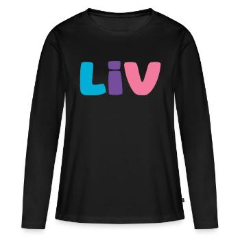 Name - Liv - Frauen Premium Bio Langarmshirt - Schwarz - Vorne - Julia (174cm)