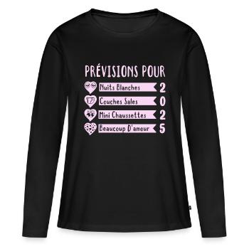 Grossesse Prévisions Pour 2025 Future Maman cadeau - T-shirt manches longues Premium bio Femme - noir - Devant - Julia (174cm)