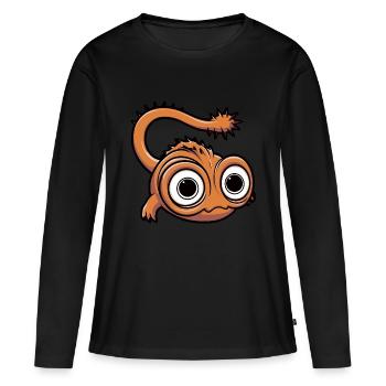 Drôle de petit monstre avec de grands yeux - T-shirt manches longues Premium bio Femme - noir - Devant - Julia (174cm)