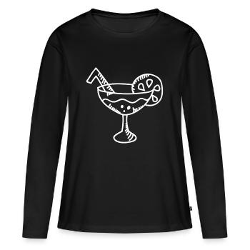 Un verre - T-shirt manches longues Premium bio Femme - noir - Devant - Julia (174cm)