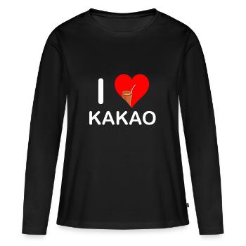 J'adore le cacao - T-shirt manches longues Premium bio Femme - noir - Devant - Julia (174cm)