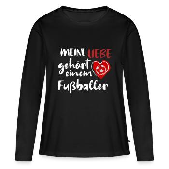 Spielerfrau eines Fussballers - Frauen Premium Bio Langarmshirt - Schwarz - Vorne - Julia (174cm)