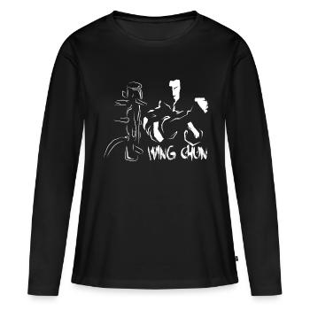 Wing chun Wingtsun - T-shirt manches longues Premium bio Femme - noir - Devant - Julia (174cm)