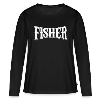 fisch fischer fishing fisher club hecht angeln cap - Frauen Premium Bio Langarmshirt - Schwarz - Vorne - Julia (174cm)