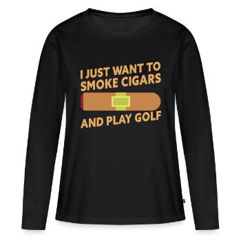 Je veux juste fumer des cigares et jouer au golf drôle - T-shirt manches longues Premium bio Femme - noir - Devant - Julia (174cm)