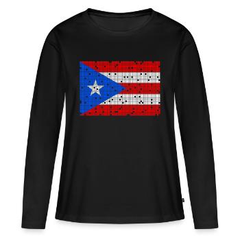8bit Puerto Rico - Frauen Premium Bio Langarmshirt - Schwarz - Vorne - Julia (174cm)