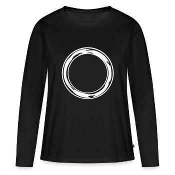 Cercle rond blanc avec taches de couleur - T-shirt manches longues Premium bio Femme - noir - Devant - Julia (174cm)