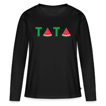 TATA PASTEQUE - T-shirt manches longues Premium bio Femme - noir - Devant - Julia (174cm)