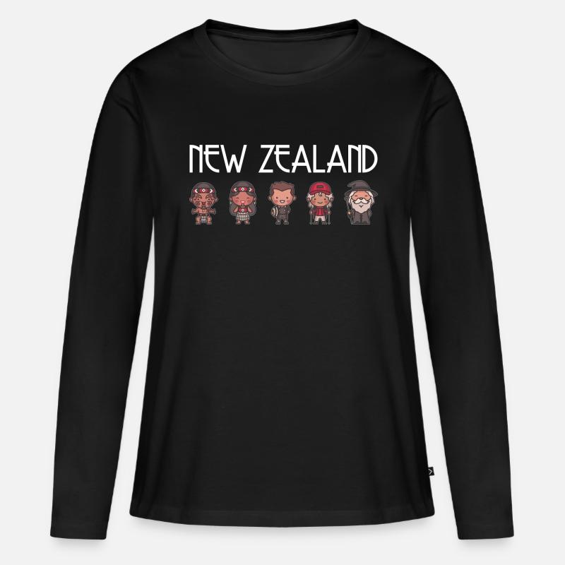 Neuseeland Reise Urlaub Geschenk - Frauen Premium Bio Langarmshirt - Schwarz