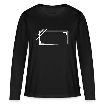 Traits de cadre rectangulaire patinés - T-shirt manches longues Premium bio Femme - noir - Devant - Julia (174cm)