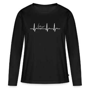 EKG Kurve - Herzkurve - Schwertfisch - Hochsee - Frauen Premium Bio Langarmshirt - Schwarz - Vorne - Julia (174cm)