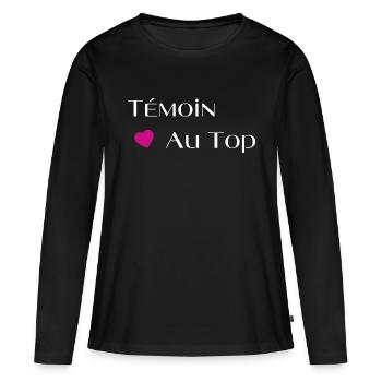 Témoin au top - T-shirt manches longues Premium bio Femme - noir - Devant - Julia (174cm)