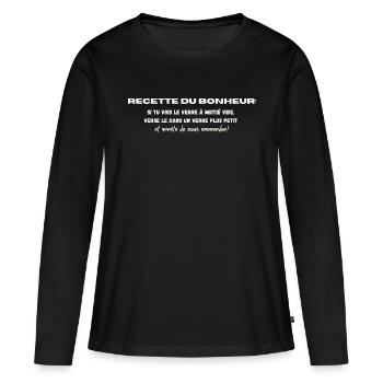 Découvrez la Recette du Bonheur. - T-shirt manches longues Premium bio Femme - noir - Devant - Julia (174cm)