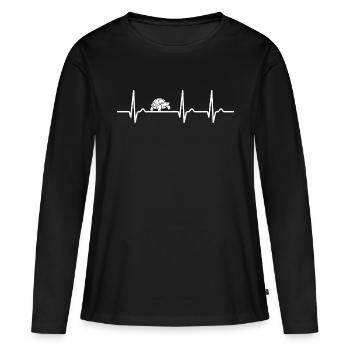 Courbe ECG - Courbe cardiaque - Pouls - Tortue - T-shirt manches longues Premium bio Femme - noir - Devant - Julia (174cm)