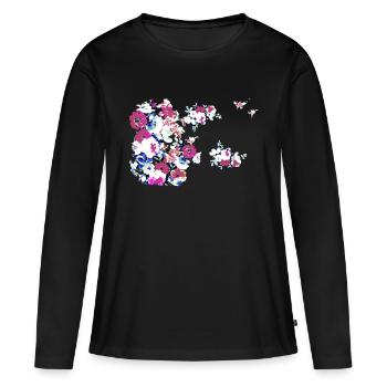 Fleurs,Fleur,Printemps,Fleurs - T-shirt manches longues Premium bio Femme - noir - Devant - Julia (174cm)