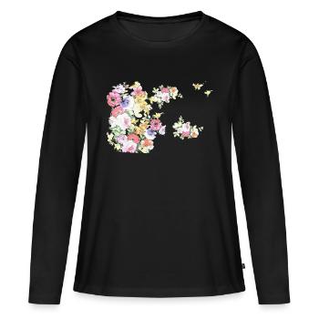 Fleurs,Fleur,Printemps,Fleurs - T-shirt manches longues Premium bio Femme - noir - Devant - Julia (174cm)