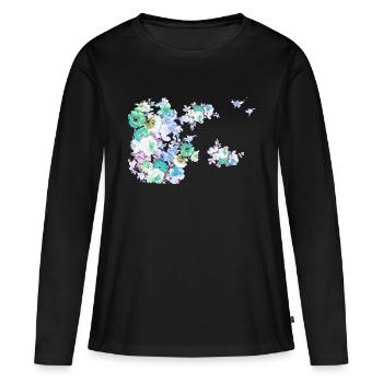 Fleurs,Fleur,Printemps,Fleurs - T-shirt manches longues Premium bio Femme - noir - Devant - Julia (174cm)