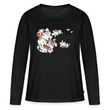 Fleurs,Fleur,Printemps,Fleurs - T-shirt manches longues Premium bio Femme - noir - Devant - Julia (174cm)