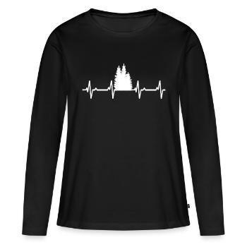 Forêt, Heartbeat, Arbre, Forestier - T-shirt manches longues Premium bio Femme - noir - Devant - Julia (174cm)
