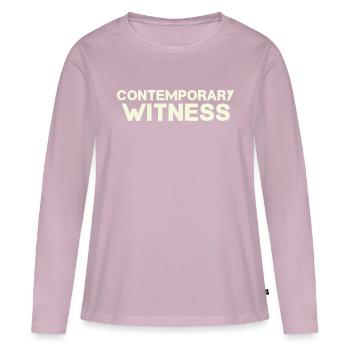 Contemporary witness text in beige - Women's Premium Organic Long Sleeve Shirt - dusky pink - Front - Julia (174cm)