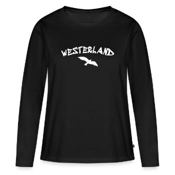 Westerland - Sylt - Mer du Nord - Ancre - Mouette - Île - T-shirt manches longues Premium bio Femme - noir - Devant - Julia (174cm)