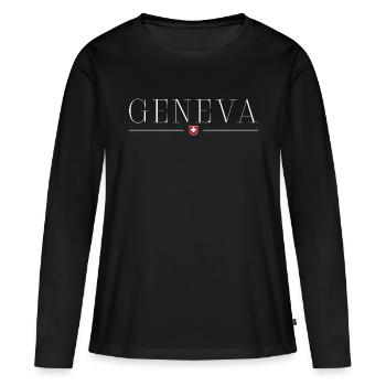 T-shirt élégance Genève - T-shirt manches longues Premium bio Femme - noir - Devant - Julia (174cm)