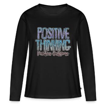 Pensée positive Résultat positif 3 - T-shirt manches longues Premium bio Femme - noir - Devant - Julia (174cm)
