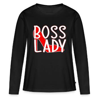 MOMLIFE Mama Design Mutterherz Mutterliebe Chefin - Frauen Premium Bio Langarmshirt - Schwarz - Vorne - Julia (174cm)