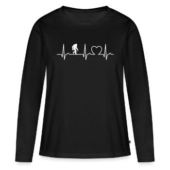 Courbe ECG Yeti - Courbe cardiaque - Pouls - T-shirt manches longues Premium bio Femme - noir - Devant - Julia (174cm)